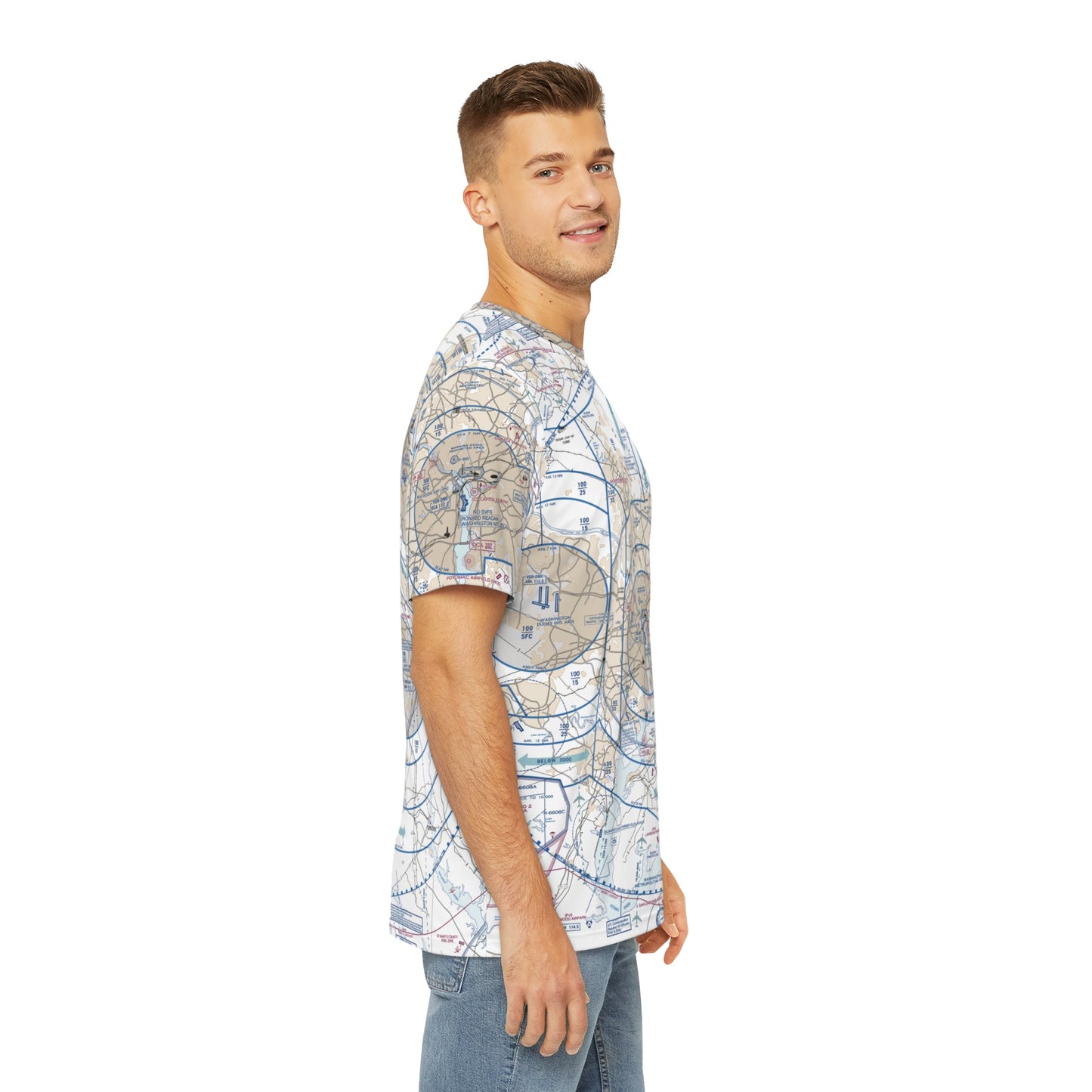 Baltimore-Washington Flyby Chart men's polyester shirt