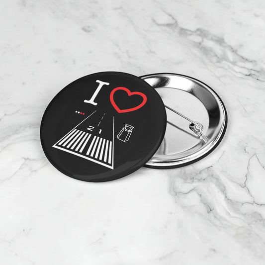 Santa Monica Airport Runway 21 button pin (black)