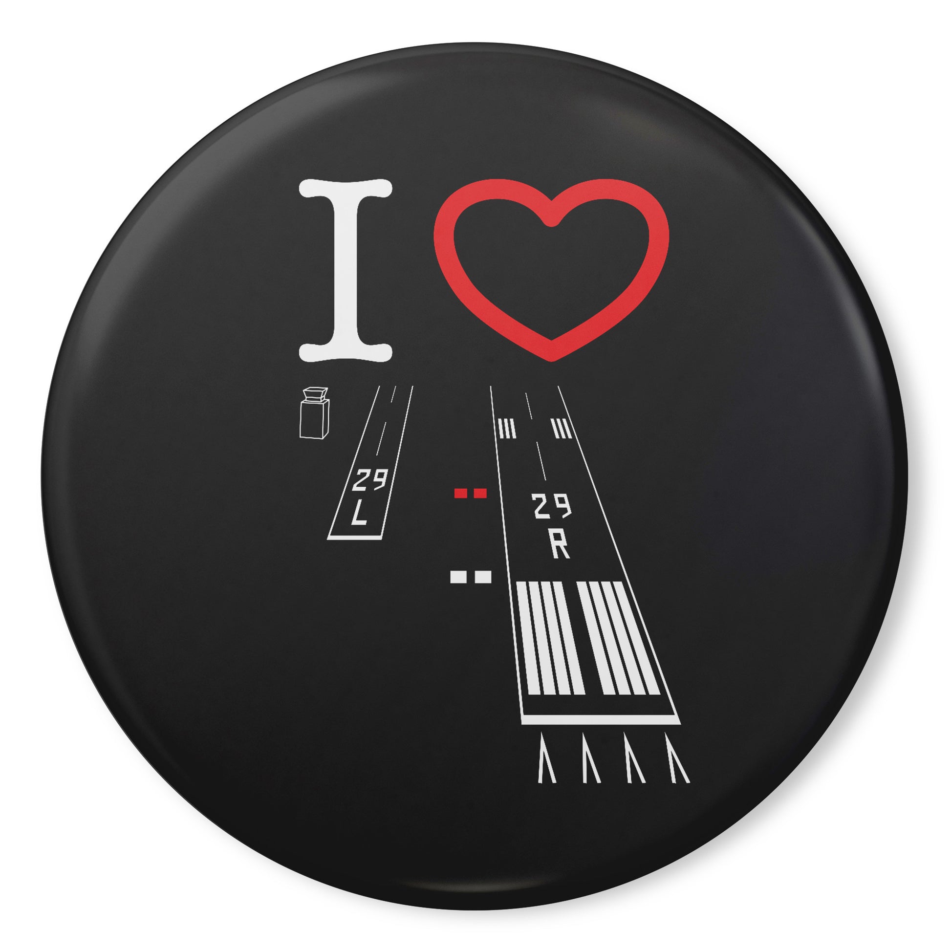 Torrance Airport Runways 29L-29R button pin (black)