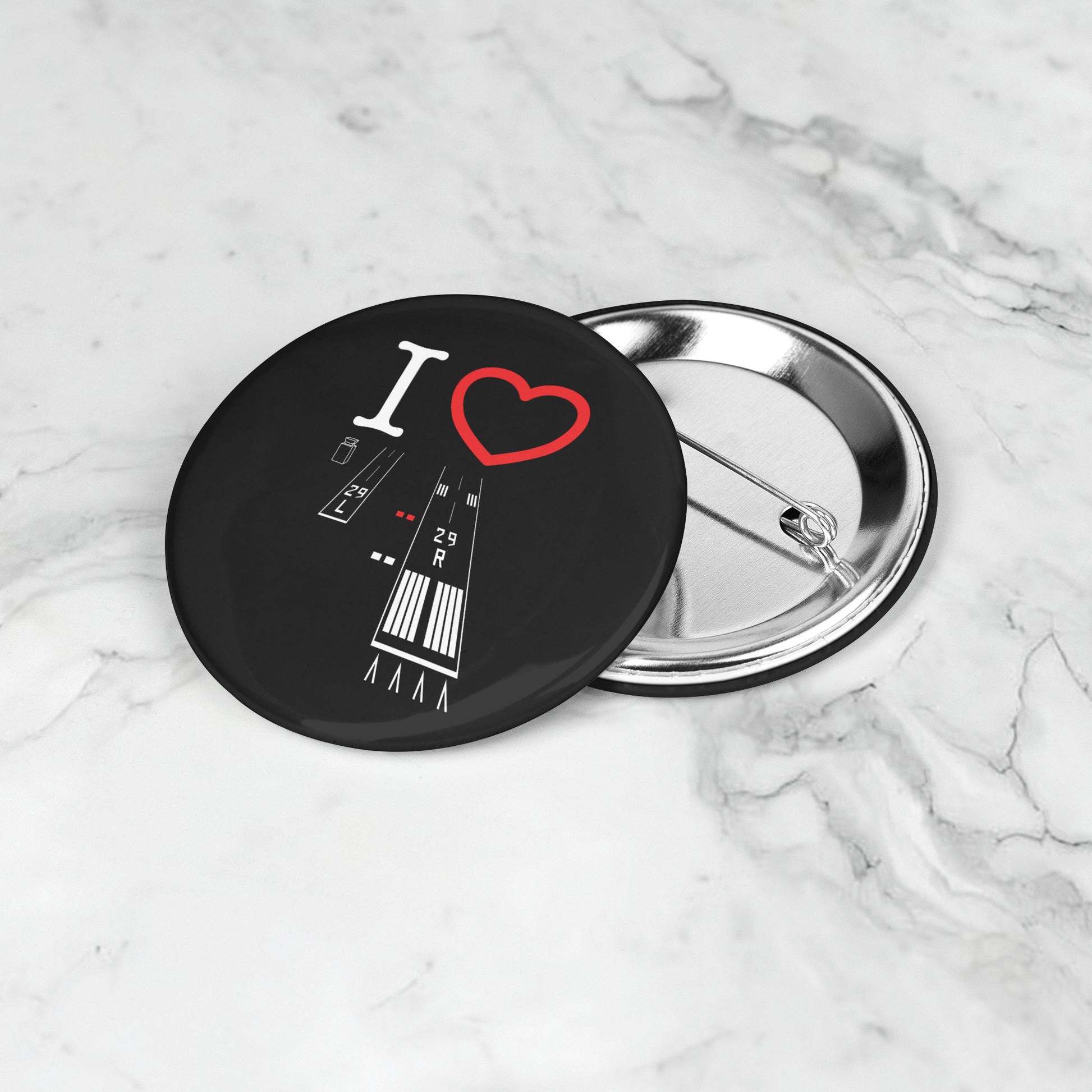 Torrance Airport Runways 29L-29R button pin (black)