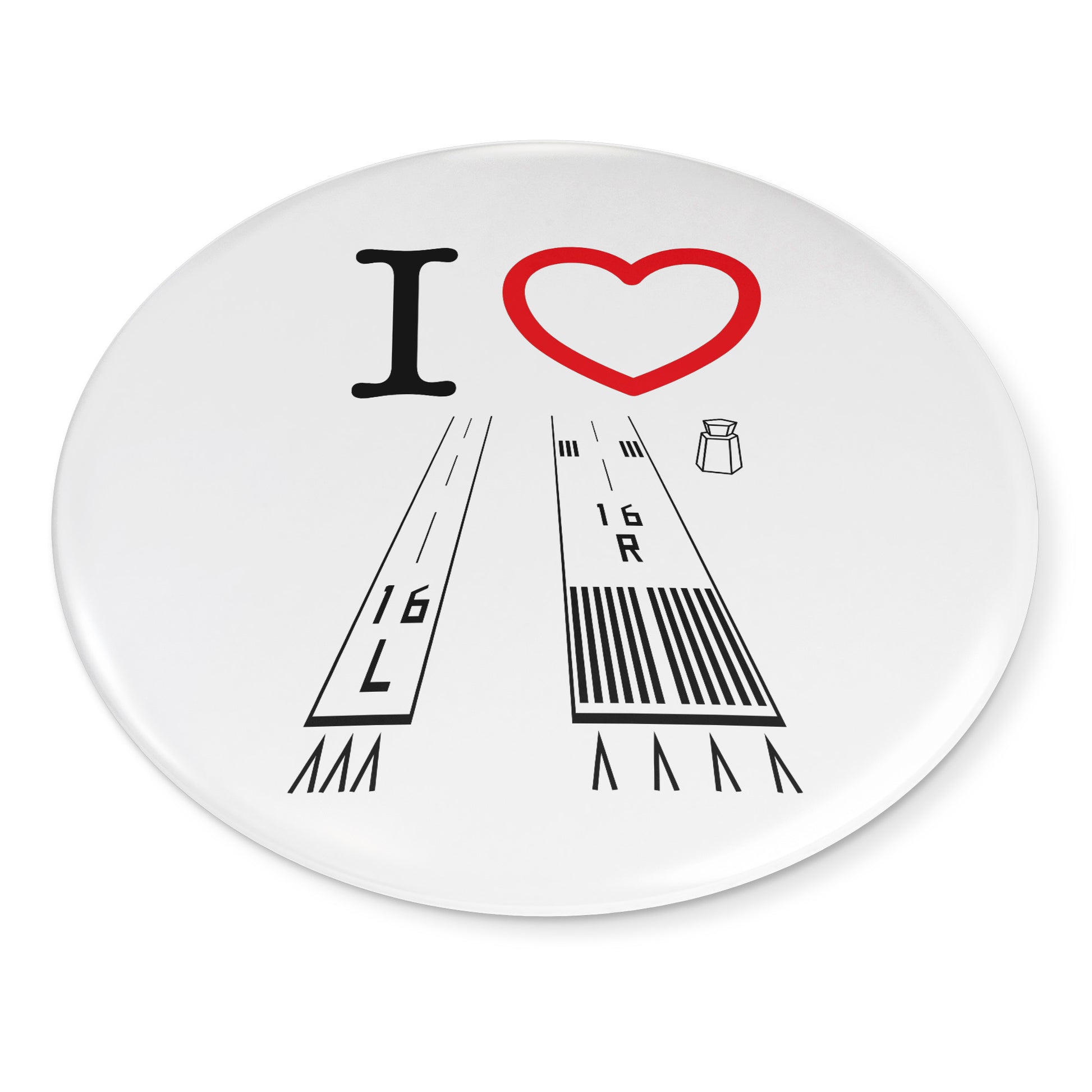 Van Nuys Airport Runways 16L - 16R button pin (white)