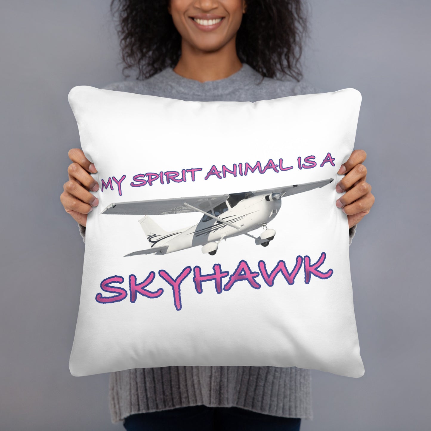 My Spirit Animal is a Skyhawk basic pillow (pink)