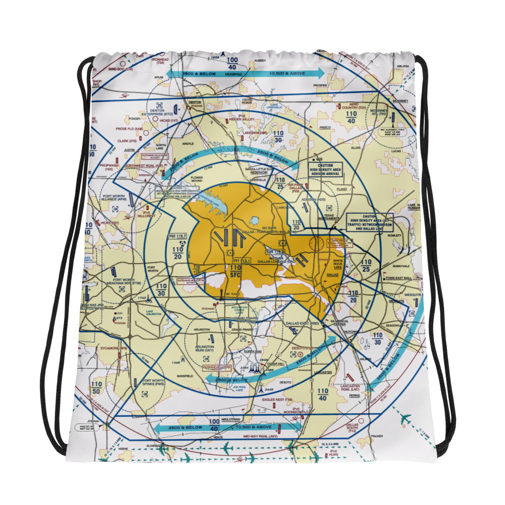 Dallas - Ft. Worth Flyway Chart drawstring bag
