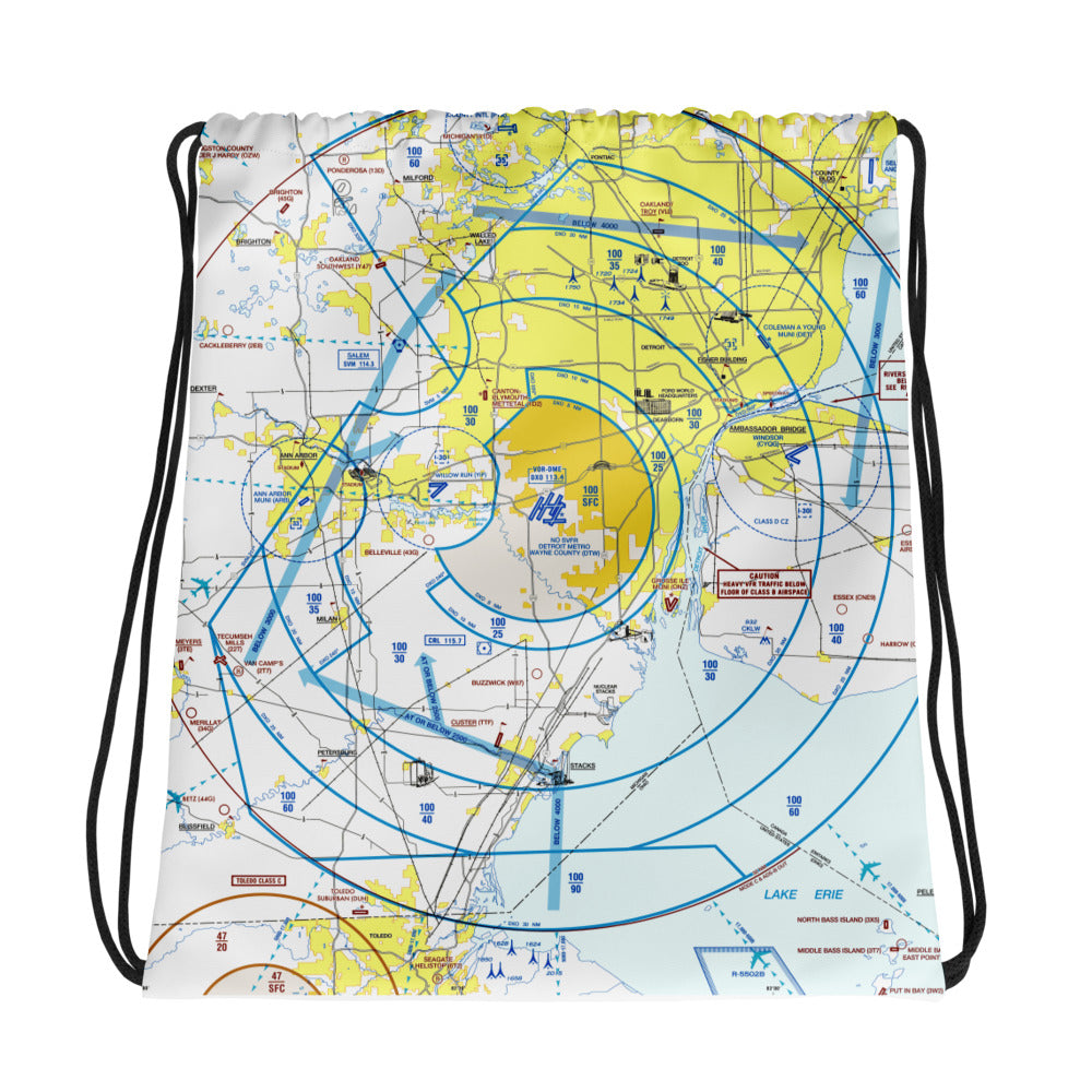 Detroit Flyway Chart drawstring bag