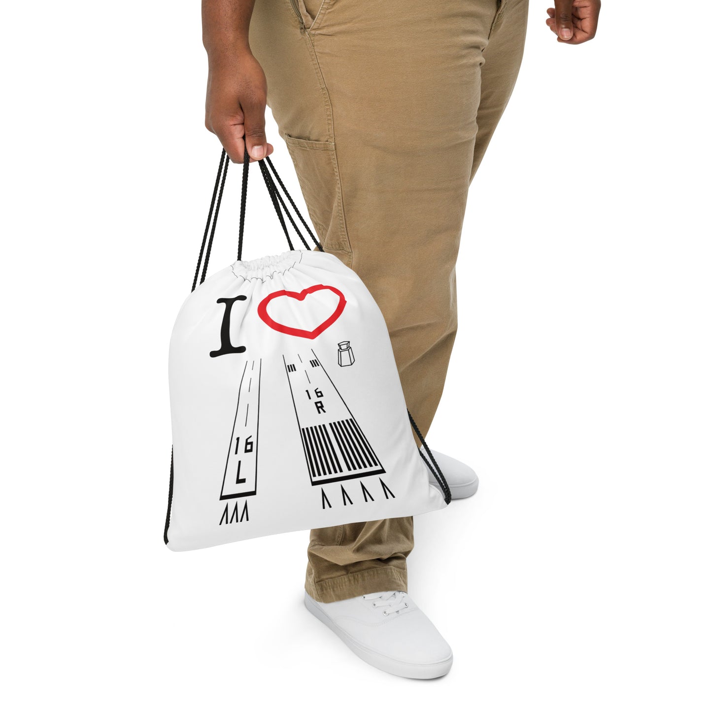 Van Nuys Airport Runways 16L - 16R / 34L - 34R - drawstring bag (white)