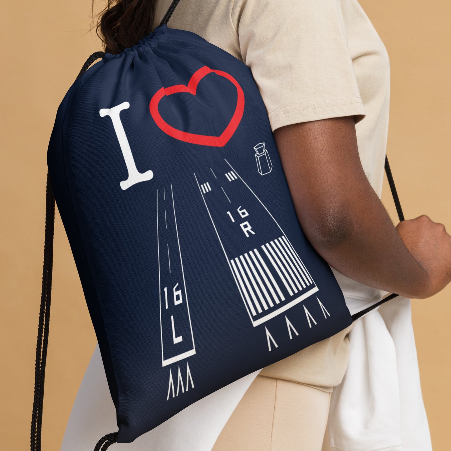 Van Nuys Airport Runways 16L - 16R / 34L - 34R - drawstring bag (navy)