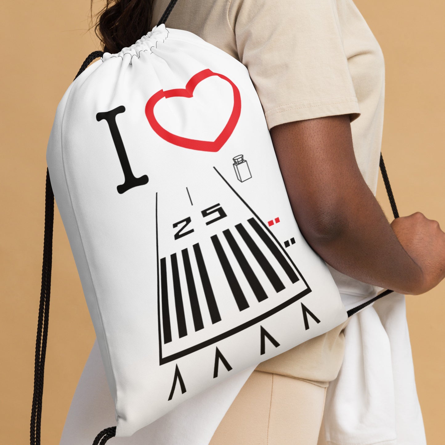 Hawthorne Airport Runway 25 / Runway 7 drawstring bag (white)