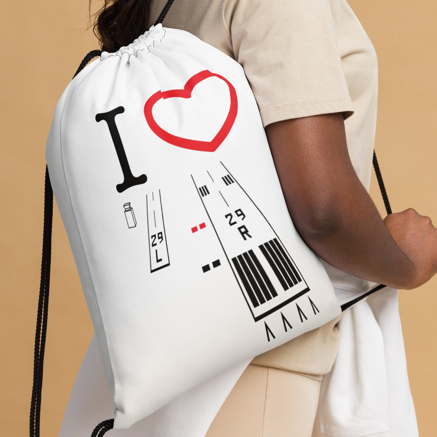 Torrance Airport Runways 29L - 29R / 11L - 11R drawstring bag (white)