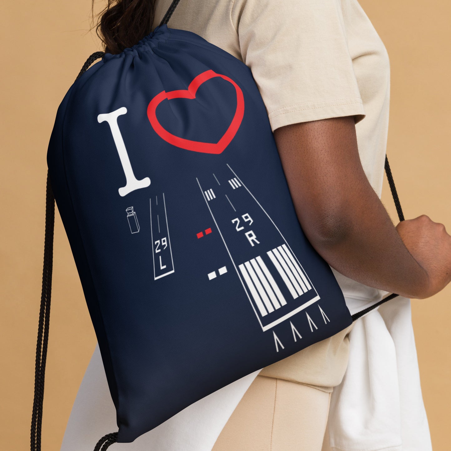 Torrance Airport Runways 29L - 29R / 11L - 11R drawstring bag (navy)