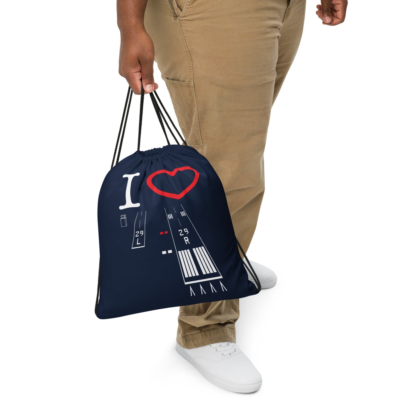Torrance Airport Runways 29L - 29R / 11L - 11R drawstring bag (navy)