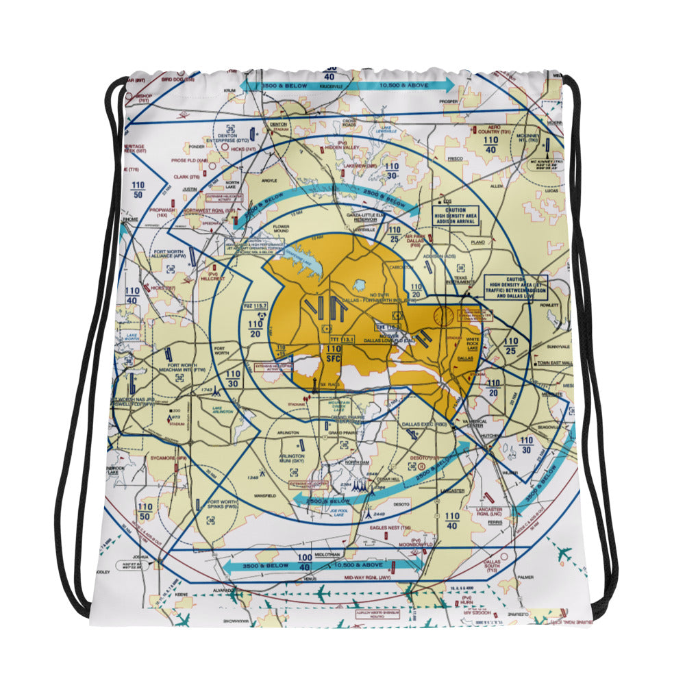 Dallas - Ft. Worth Flyway Chart drawstring bag