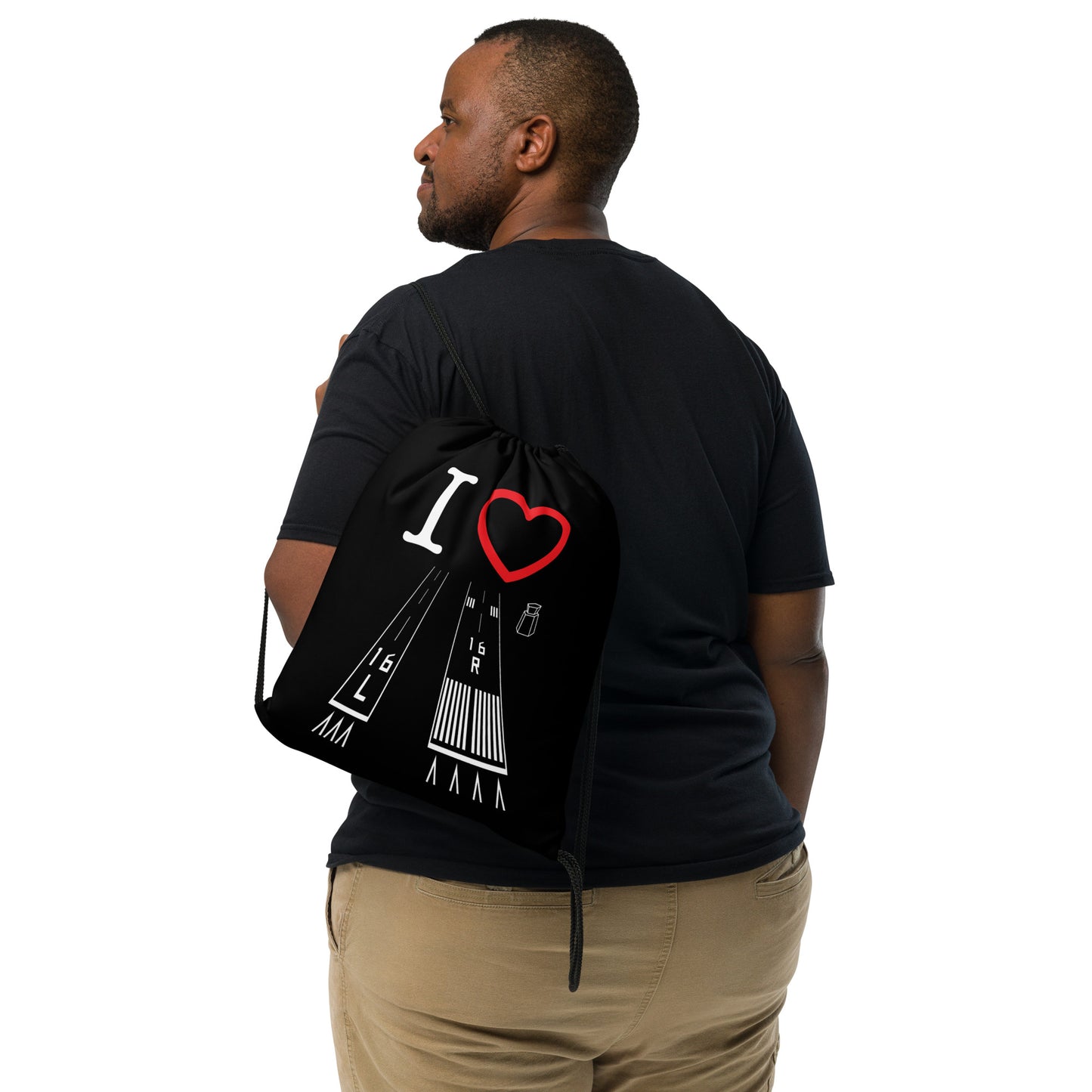 Van Nuys Airport Runways 16L - 16R / 34L - 34R - drawstring bag (black)