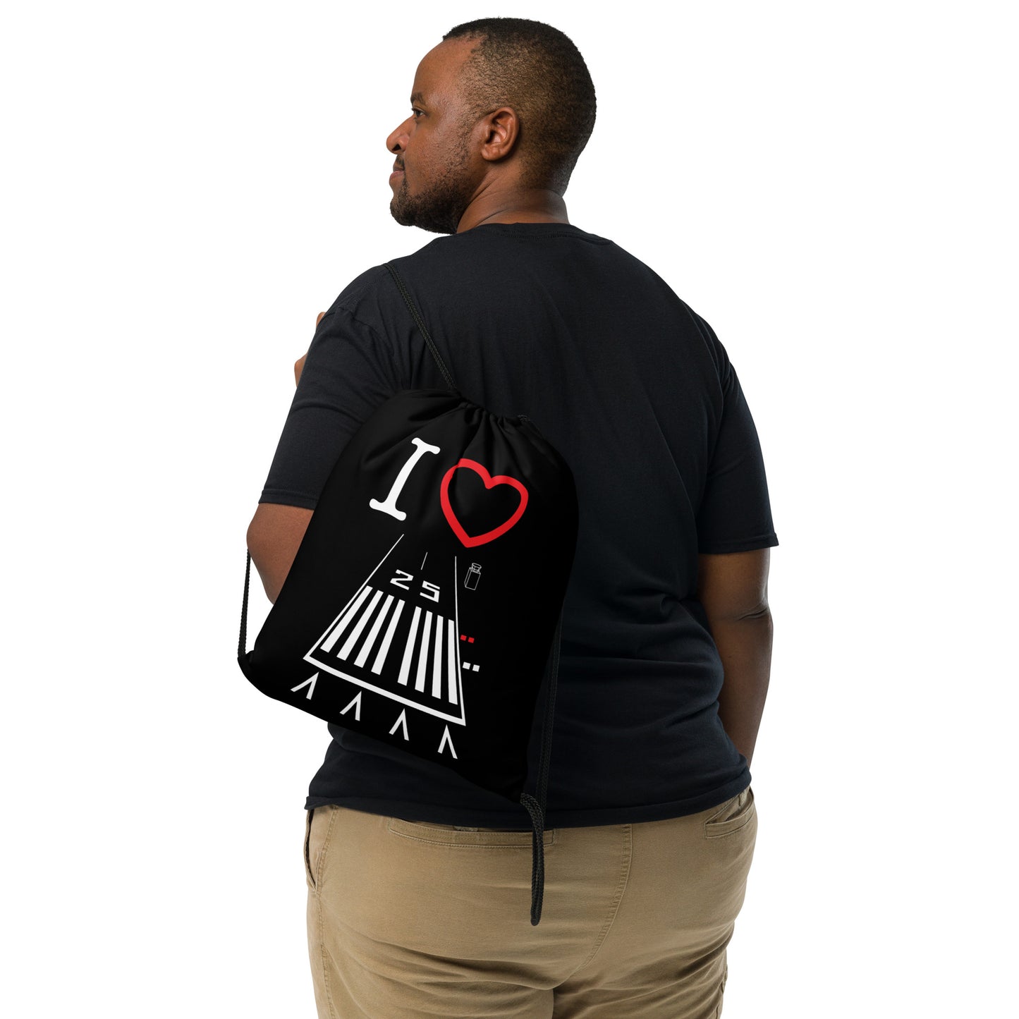 Hawthorne Airport Runway 25 / Runway 7 drawstring bag (black)