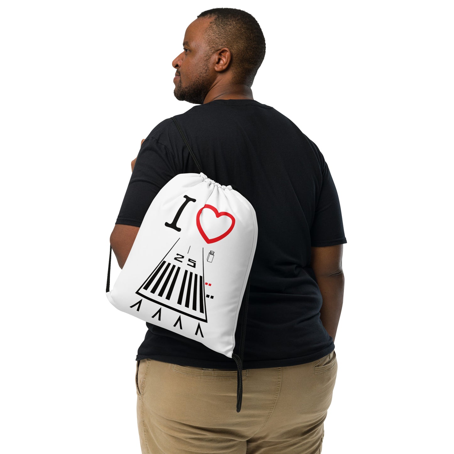 Hawthorne Airport Runway 25 / Runway 7 drawstring bag (white)