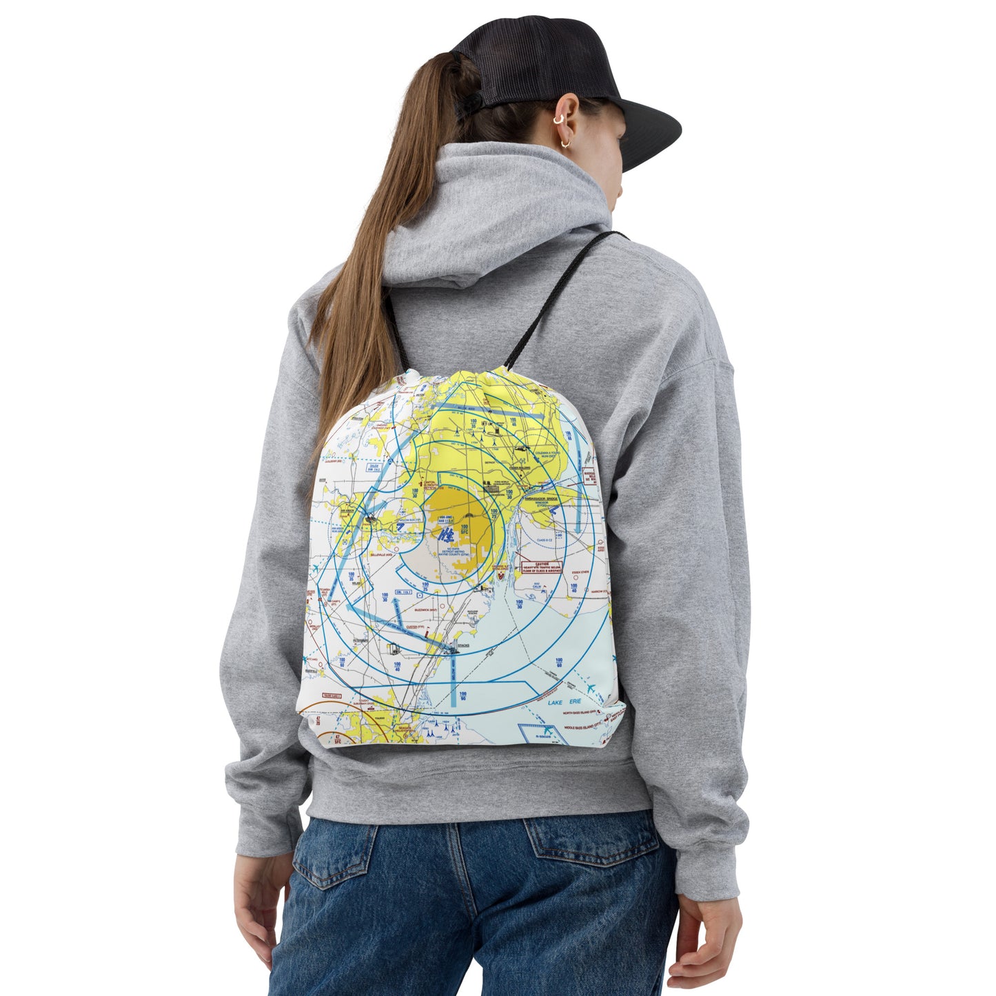 Detroit Flyway Chart drawstring bag