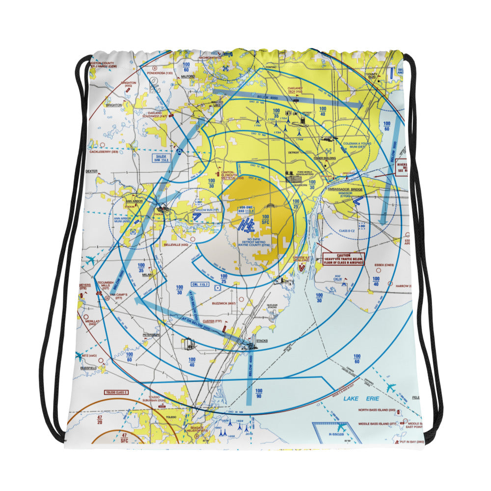 Detroit Flyway Chart drawstring bag