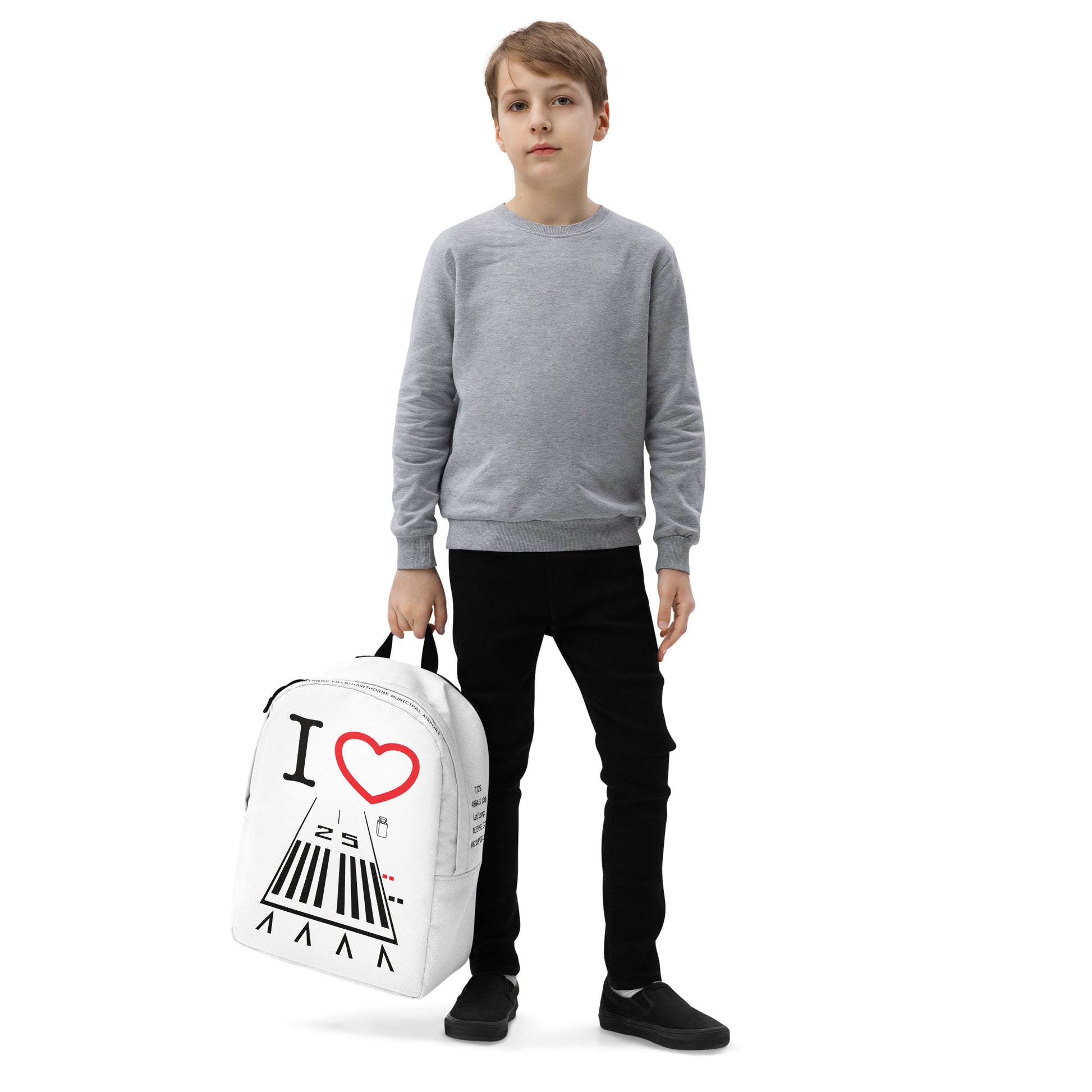 Hawthorne Airport Runway 25 - white minimalist backpack
