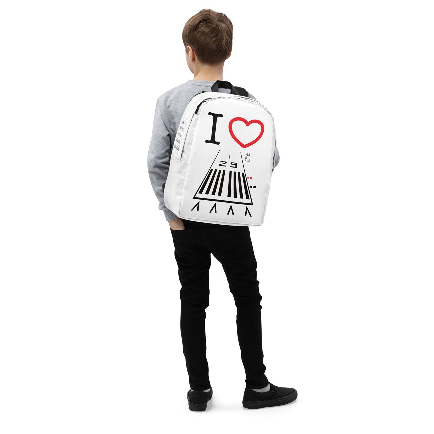 Hawthorne Airport Runway 25 - white minimalist backpack