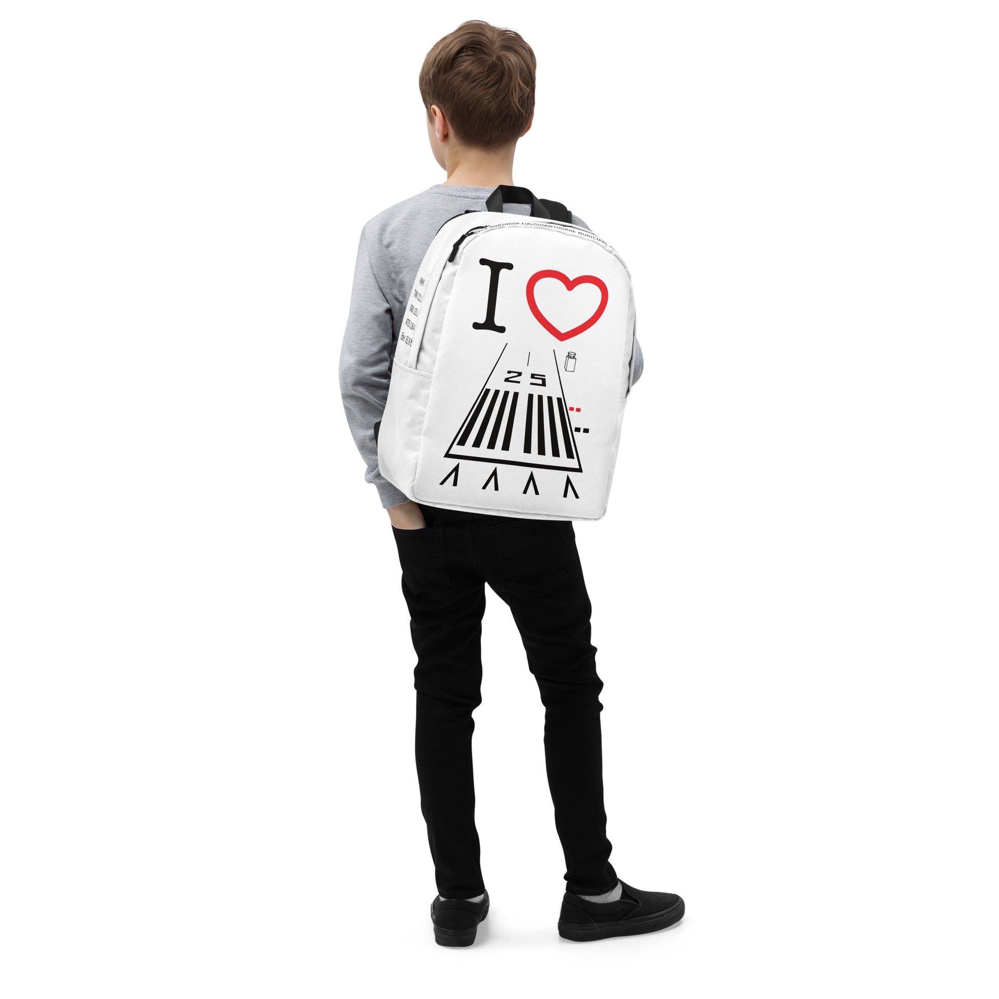 Hawthorne Airport Runway 25 - white minimalist backpack