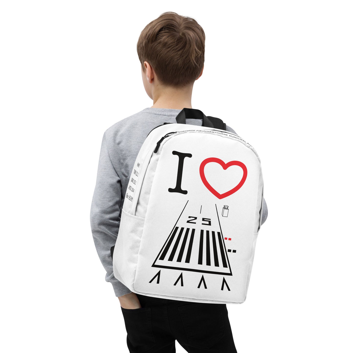 Hawthorne Airport Runway 25 - white minimalist backpack