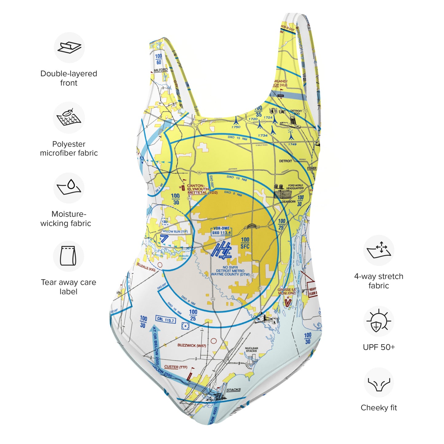 Detroit Flyway Chart - one-piece swimsuit