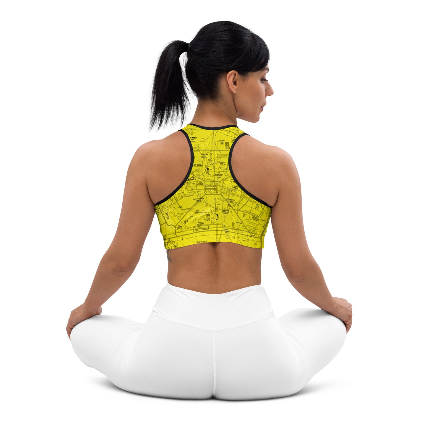 Aeronautical Chart padded sports bra (PHX/yellow)