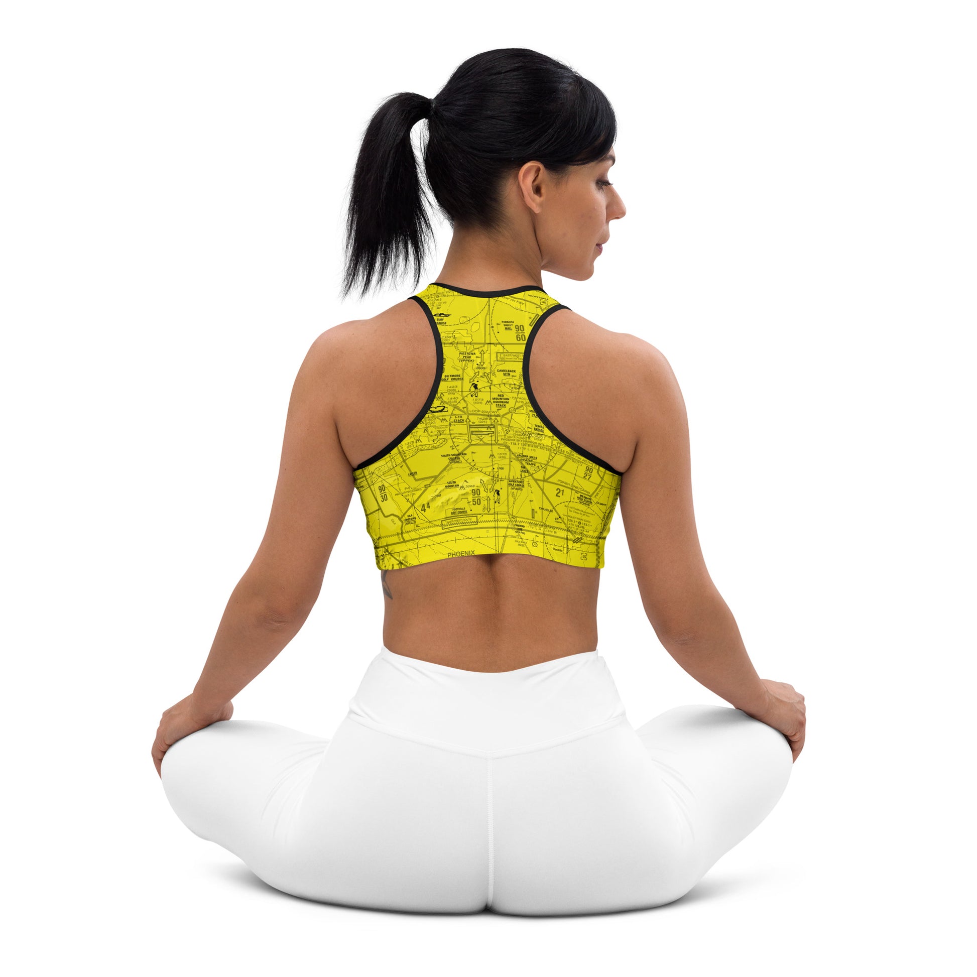 Aeronautical Chart padded sports bra (PHX/yellow)