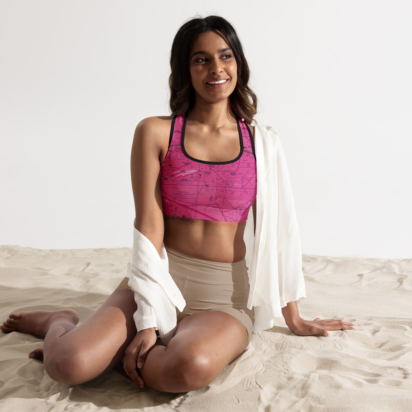Aeronautical Chart padded sports bra (PHX/pink)