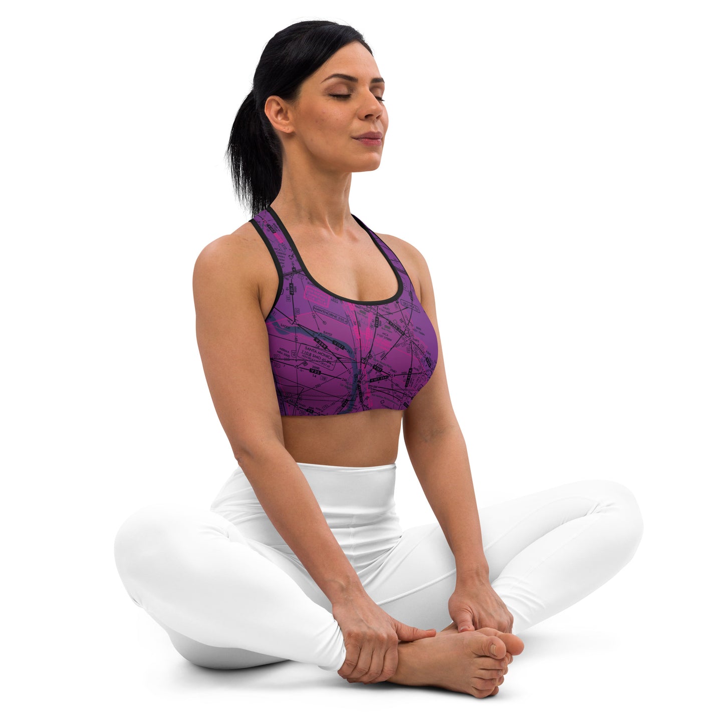 Aeronautical Chart padded sports bra (ELUS3/purple)