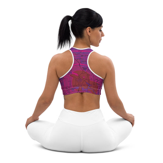 Aeronautical Chart Padded Sports Bra (DFW/purple)