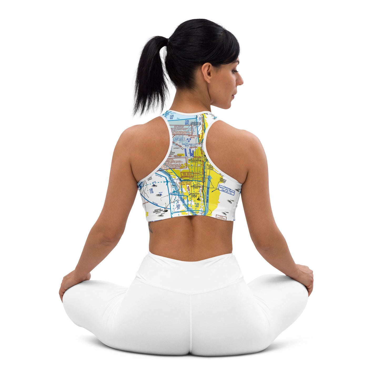 Aeronautical Chart padded sports bra (SLC Flyway Chart)