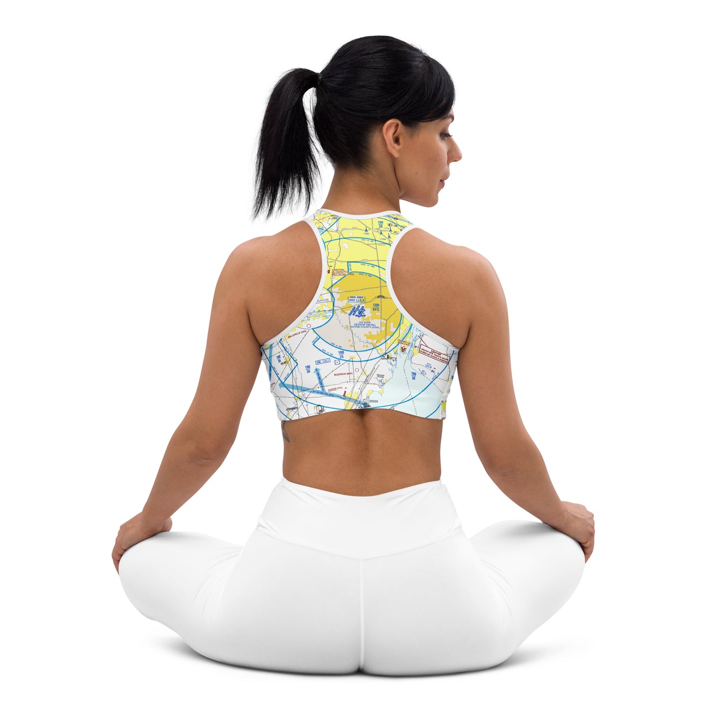 Aeronautical Chart padded sports bra (DTW Flyway Chart)
