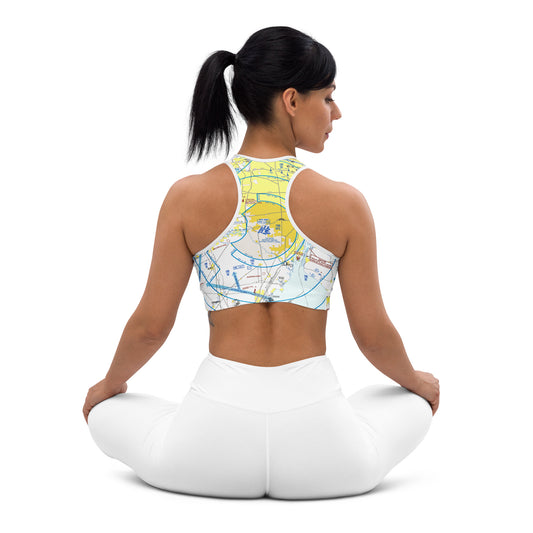 Aeronautical Chart padded sports bra (DTW Flyway Chart)