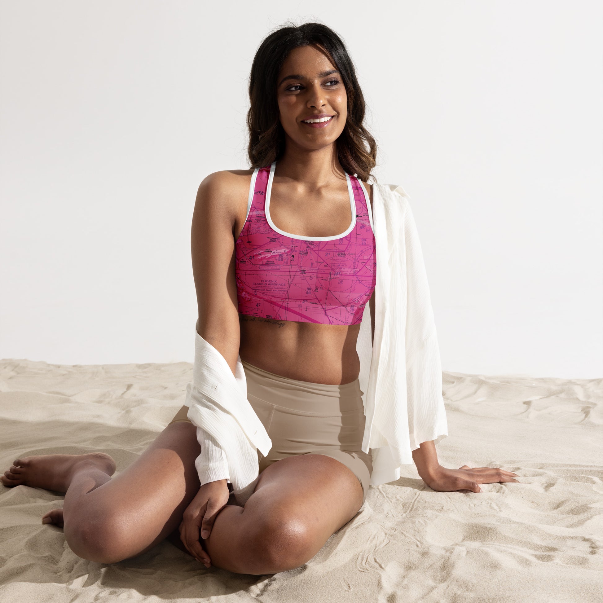 Aeronautical Chart padded sports bra (PHX/pink)