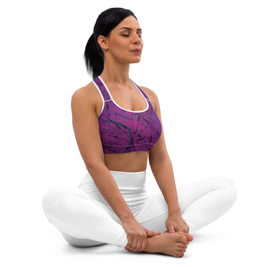 Aeronautical Chart padded sports bra (ELUS3/purple)