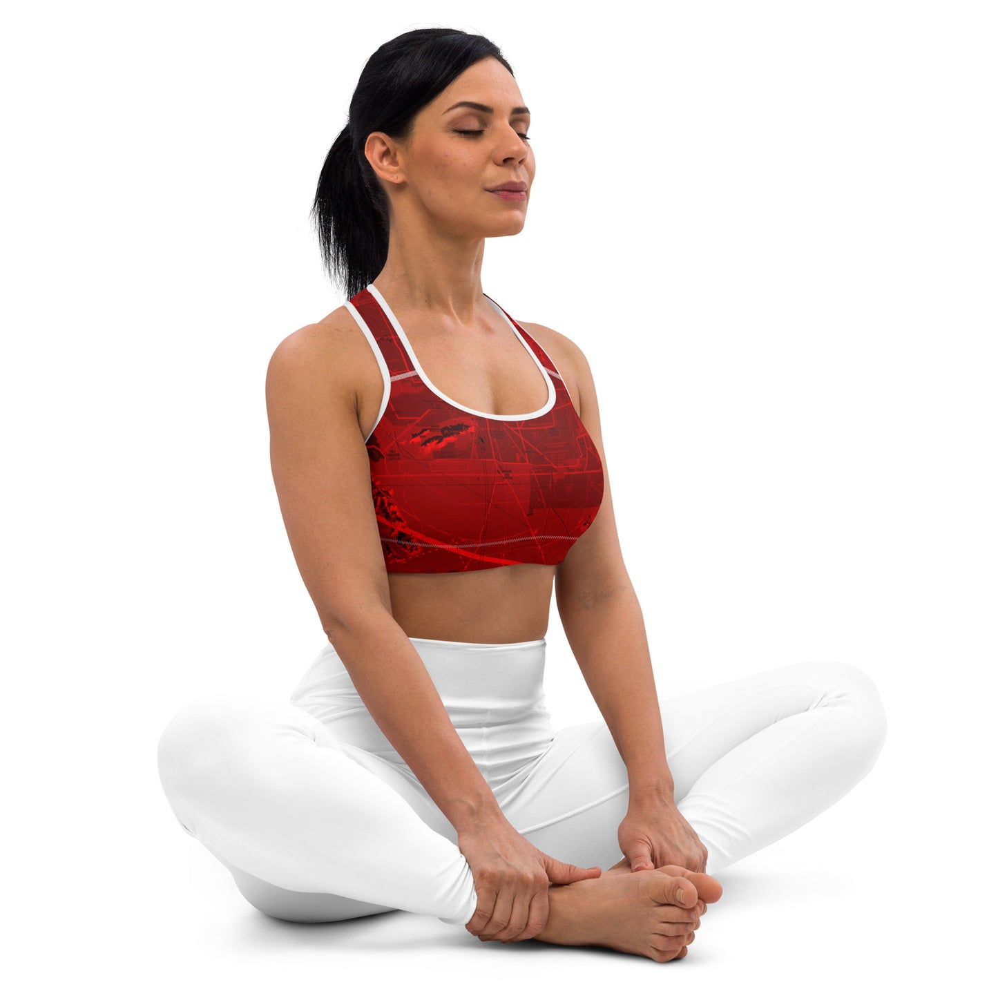 Aeronautical Chart padded sports bra (PHX/red)