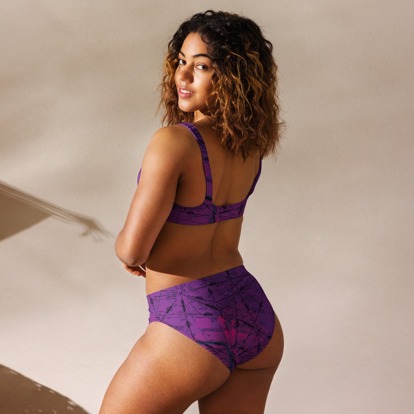 Enroute Low Altitude Chart recycled high-waisted bikini (ELUS3/purple)