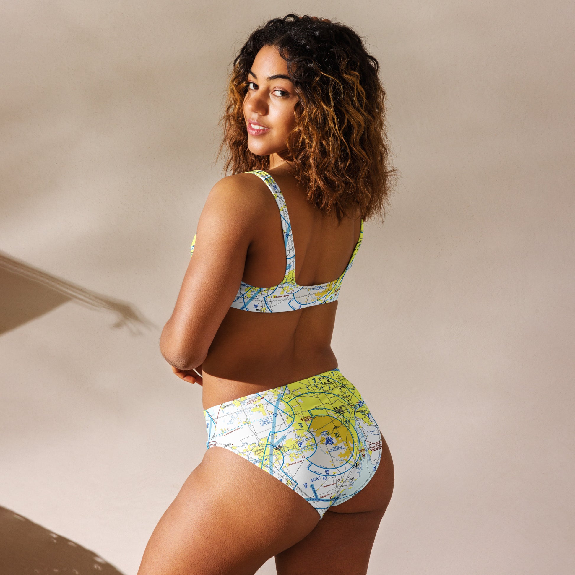 Detroit Flyway chart recycled high-waisted bikini