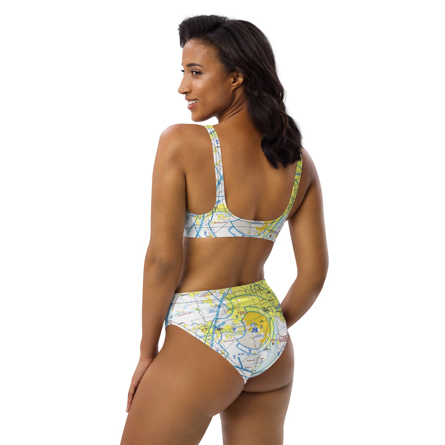 Detroit Flyway chart recycled high-waisted bikini