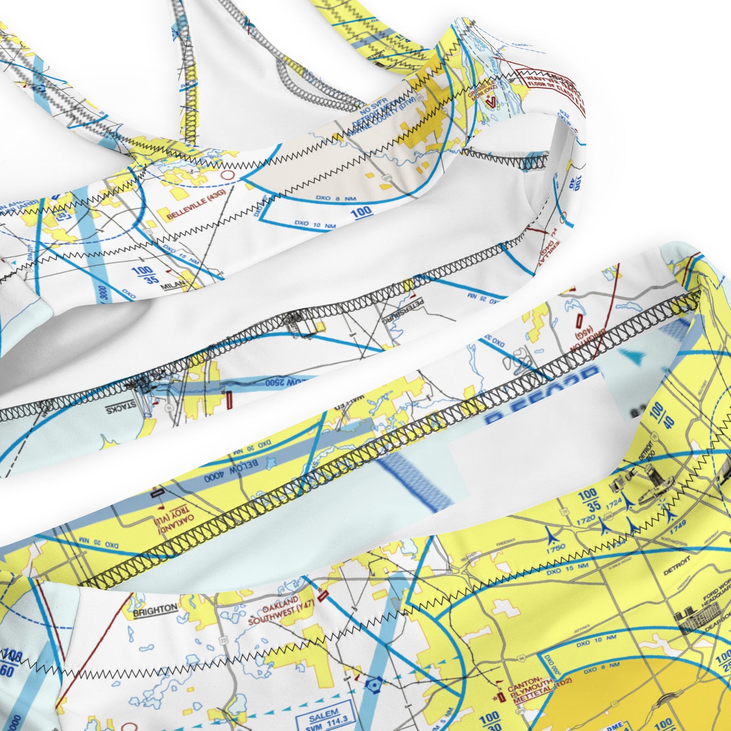 Detroit Flyway chart recycled high-waisted bikini