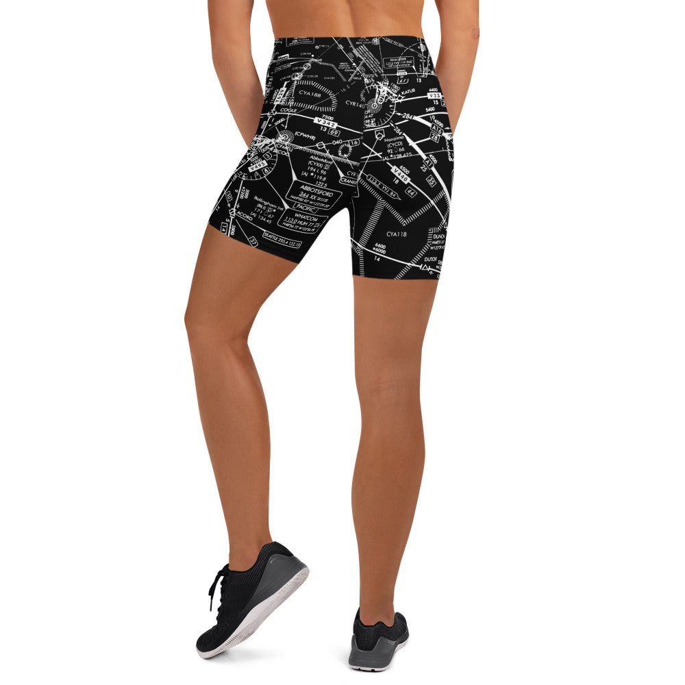 Enroute Low Altitude Chart yoga shorts (black)