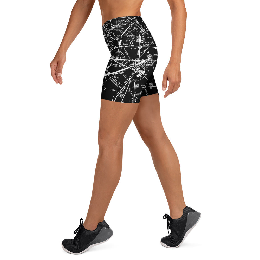 Enroute Low Altitude Chart yoga shorts (black)