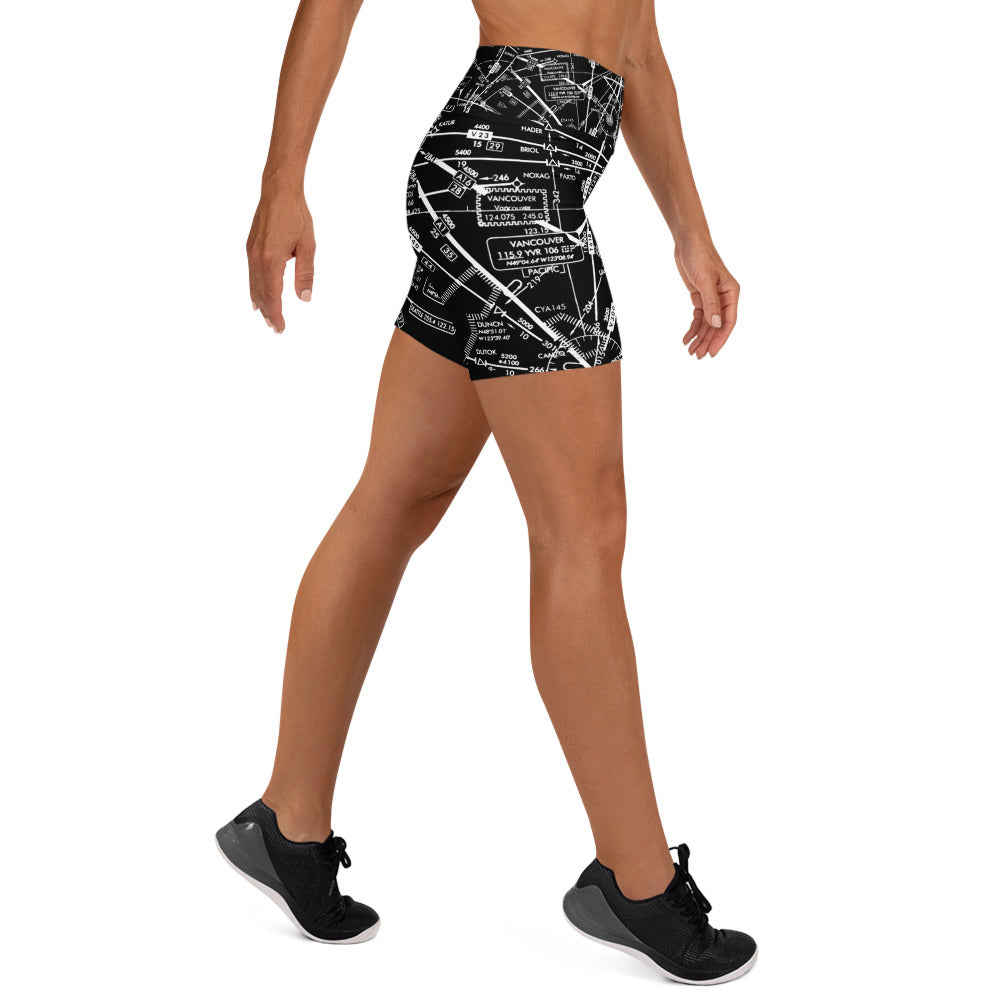 Enroute Low Altitude Chart yoga shorts (black)