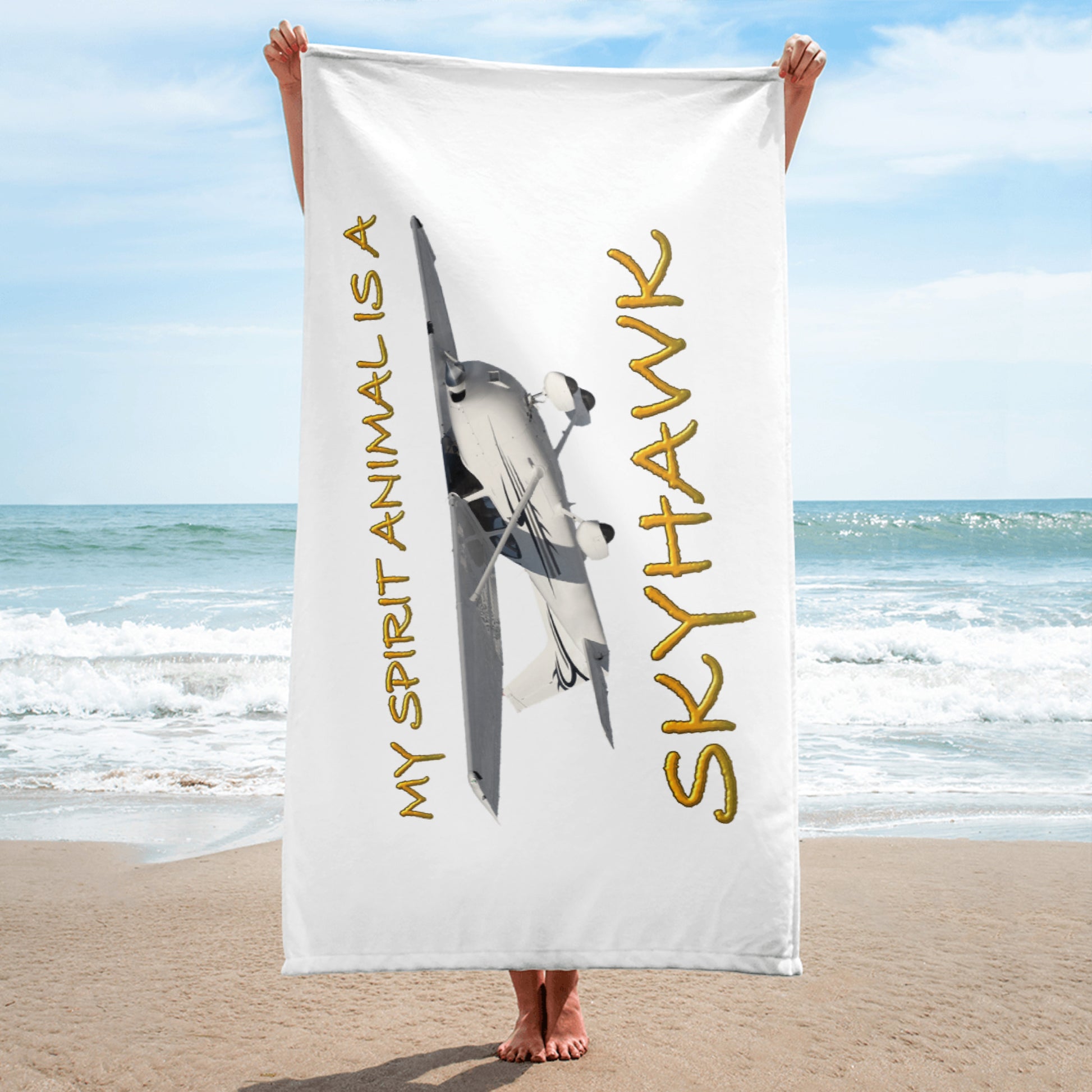 My Spirit Animal is a Skyhawk beach towel (yellow)