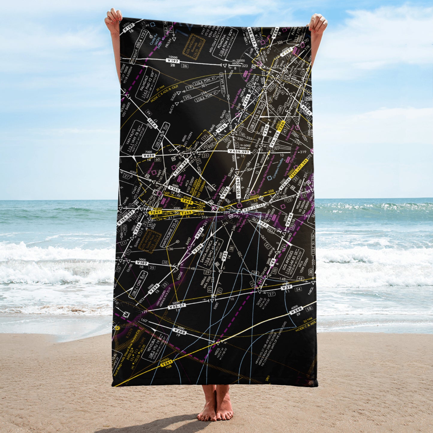 Enroute Low Altitude Chart beach towel (ELUS1/invert)