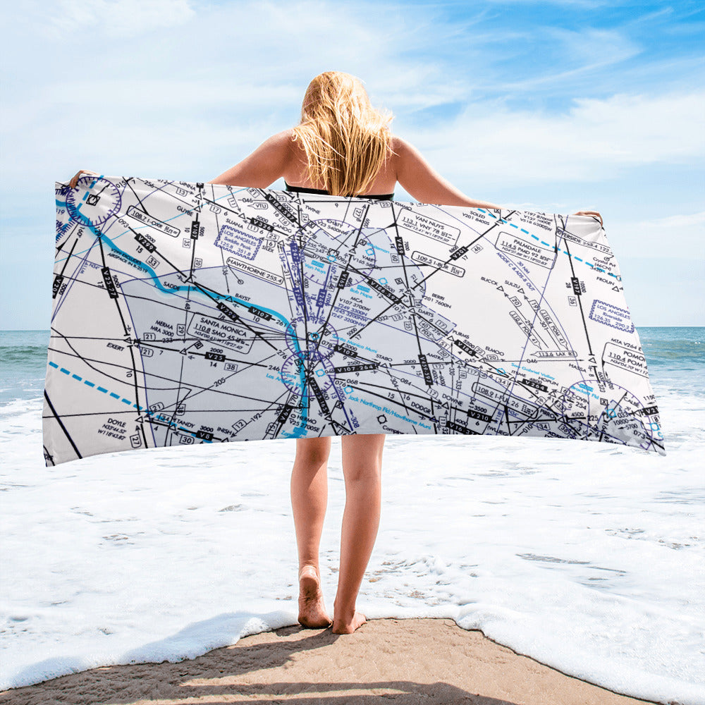 Enroute Low Altitude Chart beach towel (ELUS3/white)