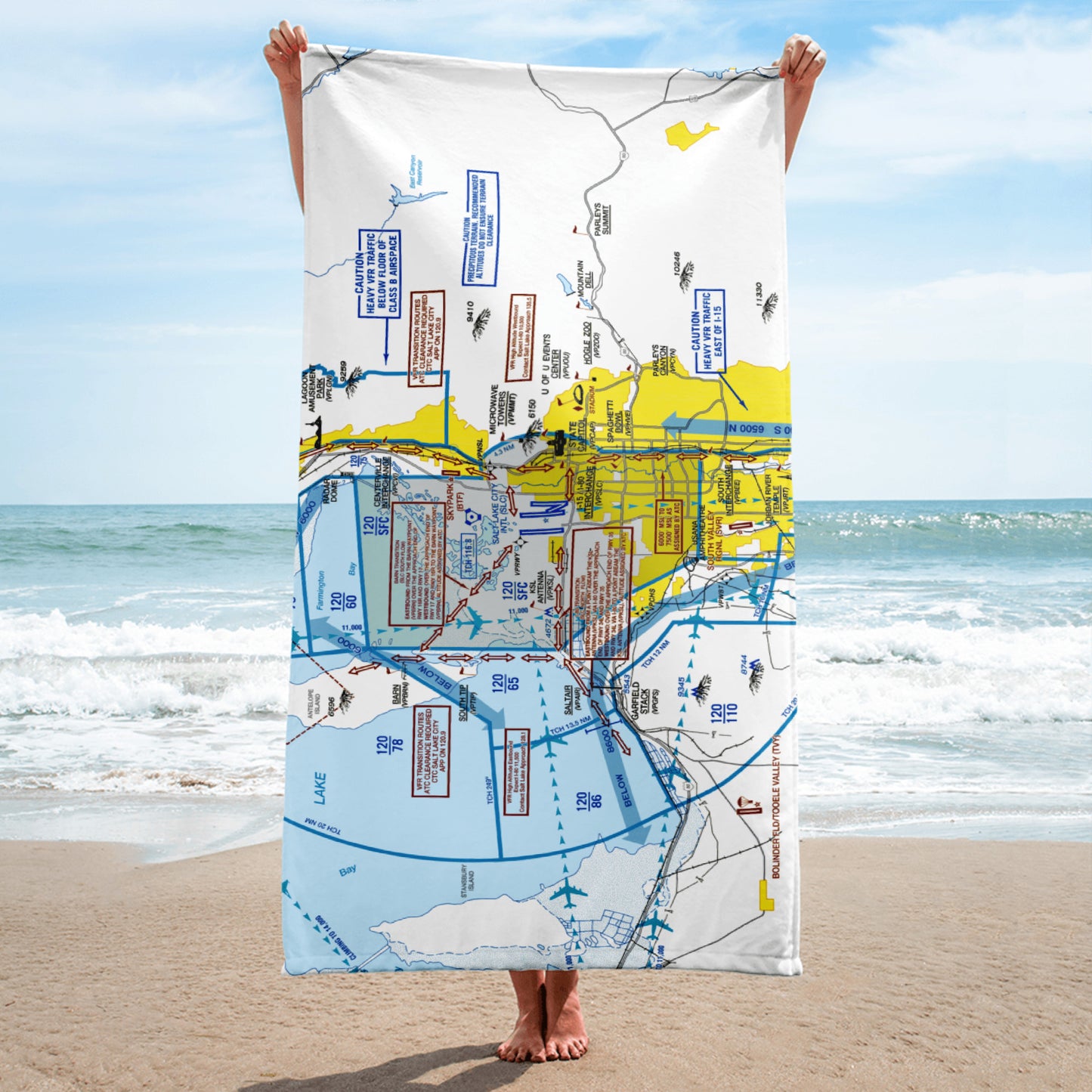 Salt Lake City Flyway Chart beach towel