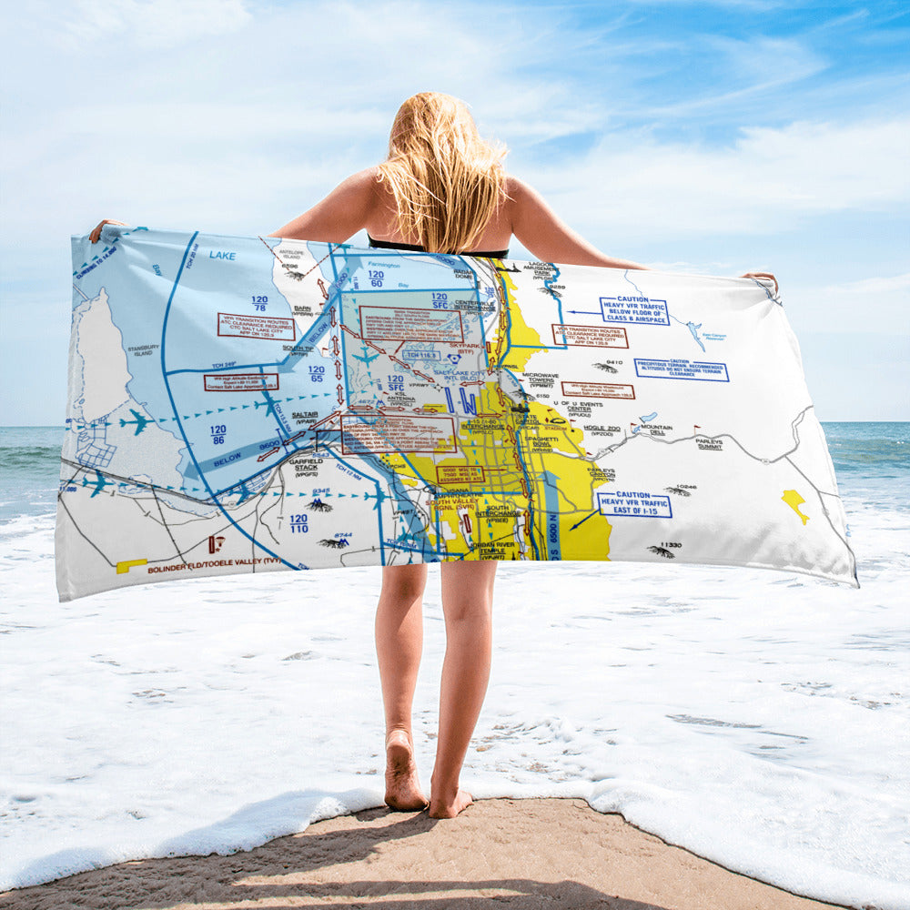 Salt Lake City Flyway Chart beach towel