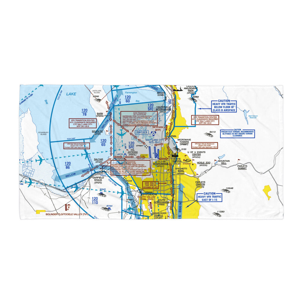 Salt Lake City Flyway Chart beach towel