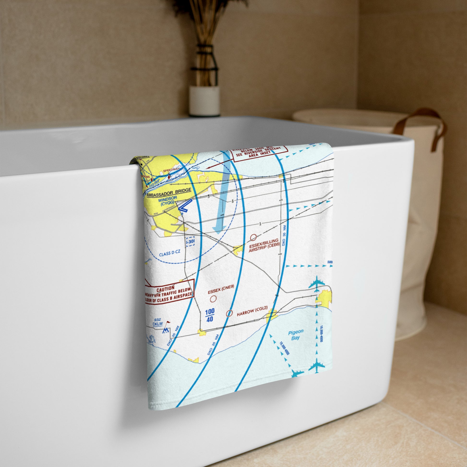 Detroit Flyway Chart beach towel
